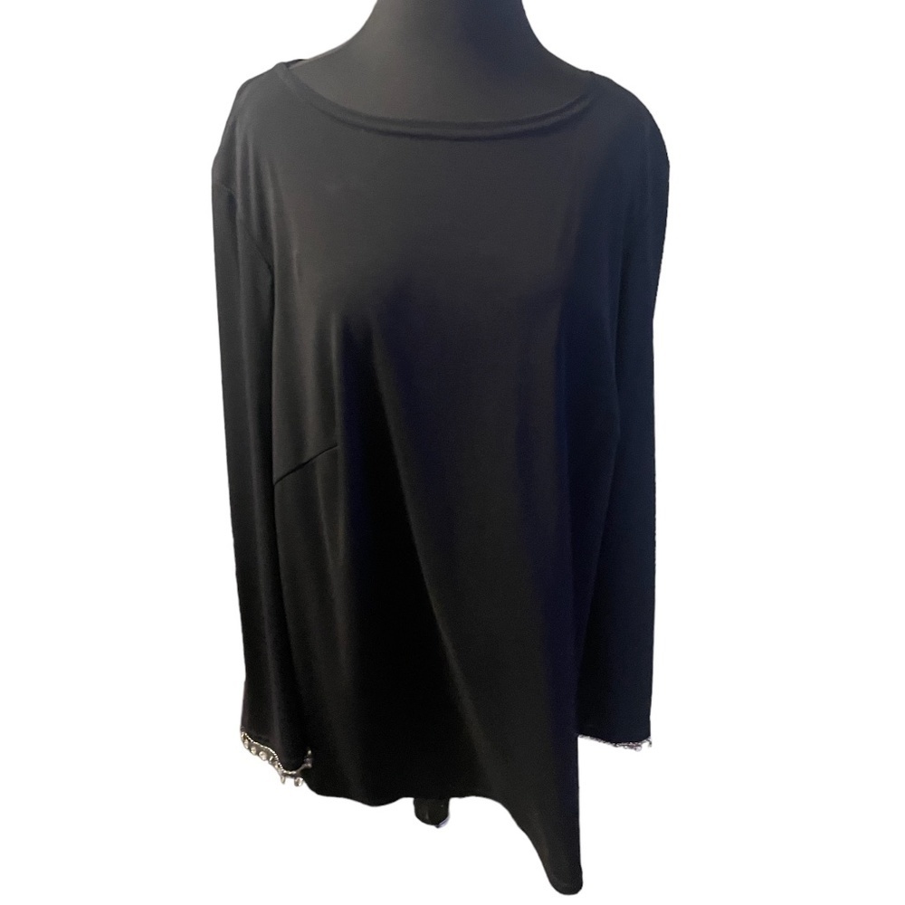 Silhouette‎s Women's Rhinestone Black Long Sleeve Blouse, Size 1X